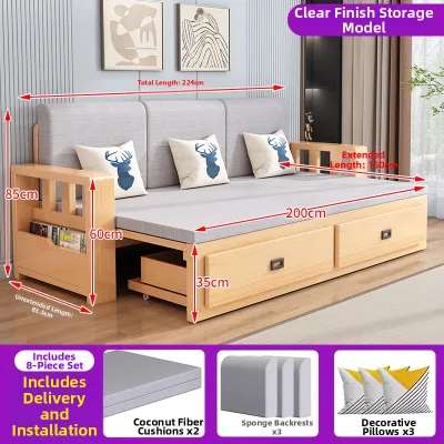 Foldable Extendable Storage Multifunctional Sofa Bed