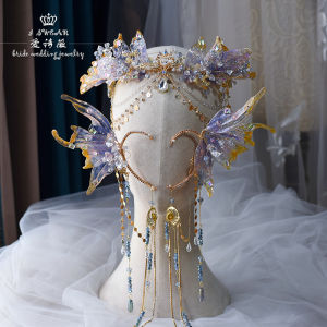 Ashiwei Chinese Style Wedding Crystal Mermaid Princess Crown Hair Accessories Retro Court Style Alloy Diamond Crystal Hair Accessories