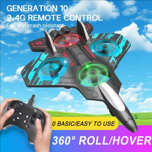 RC Airplane 2.4G Remote Control Airplane Gravity Sensing Helicopter Glider with Light EPP Foam Fighter for Boys Children Toys Gift