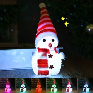 1PC Multicolor Led Luminous Snowman Ornaments Christmas Pendant Christmas Crystal Lamp Nightlight Merry Christmas Gift Noel Goods (Random Styles)
