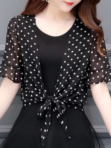 Elegant Half Sleeve Open Cardigan Womens Shawl Summer Thin Style with Strap Skirt Cover up Chiffon Outerwear Top