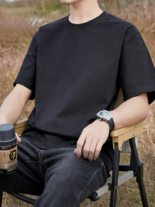PERDONTOO | Pure Cotton Mens Short Sleeve T-Shirt 240G Heavyweight Combed Cotton Summer Loose Fit