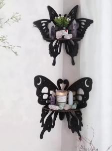 Butterfly Wood Shelf Crystal Holder Shelves Boho Home Decoration Wall Corner Shelf Room Decors Aesthetic for Living Room Gift