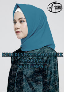 KERUDUNG SEGI EMPAT POLOS SERAGAM PKK WARNA HIJAU TOSCA DAN BIRU