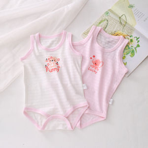 เสื้อผ้าเด็กแขนกุดผ้าฝ้ายแท้บางเฉียบฤดูร้อนสำหรับเด็กแรกเกิด ชุดคลุมท้องแบบสวมหัวลายการ์ตูน IYANOINCA เสื้อผ้าเด็กชายและเด็กหญิง