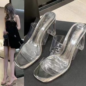 GUANGMANZHI | Transparent Strap Summer Crystal Heel High Heeled Sandals