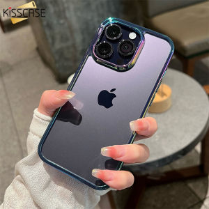 KISSCASE Colorful Laser Transparent Phone Case For iPhone 15 Pro Max 14 Plus 13 12 11 Glitter Plating Soft Silicone Bumper Shockproof Back Cover Colorful Laser Acrylic Apple15 Transparent Anti-Fall Protective Shell