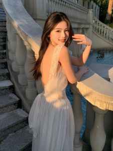 CHANGTONG | Summer Aesthetic Gentle Sweet Backless Long Dress