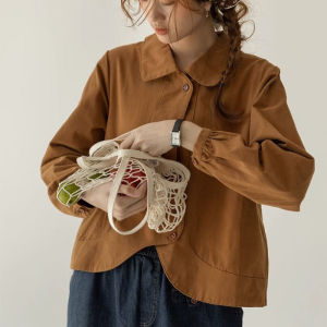 IELGY Loose shirt womens early autumn Polo collar long sleeve top