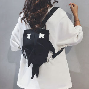 Mini Commuter Travel Backpack Womens Style Shark Design Double Shoulder Bag Nylon Material Zipper Closure Lightweight Waterproof