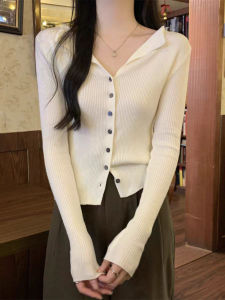 Autumn Clothing 2024 New Arrival Western Style Lapel Sweater Button Classy Stylish Knitting Cardigan Inner Bottoming Top