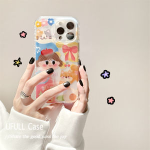 Ufull Cute Cartoon Graffiti Dog Girl Phone Case Silicone Full Cover Protection for Apple iPhone 16 pro Max 17 New Model Best Friend Style