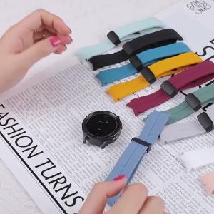 20mm Width Silicone Strap for Samsung Galaxy Watch 4 5 6 7 Classic Watch 5 Pro Band Magnetic Buckle for Galaxy Watch 4 Classic Waterproof