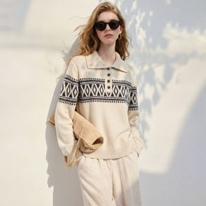 Vintage Loose Fitting Polo Neck Knit Sweater