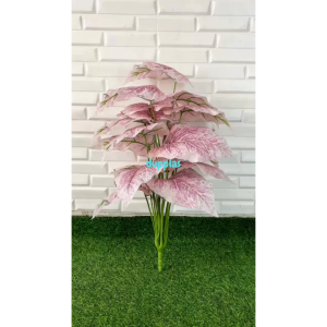 Daun Hias Tanaman Artificial Calladium Pink Full X18 Semilatex Dekorasi Pajangan Rumah