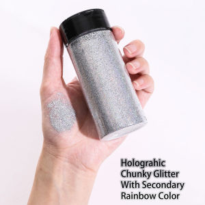 80G/2.8OZ Holographic Ultra Fine Glitter 1/128" Resin Glitter Powder Sequins Flakes Hair Face Bod Nail Glitter