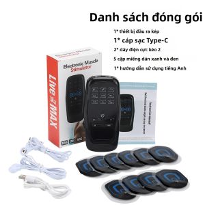 Máy Kích Thích Cơ EMS TENS Hai Kênh 9 Chế Độ 30 Cấp Độ Sạc USB Máy Massage Điện Toàn Thân Giúp Thư Giãn Lưng Cổ Vai Chân Tay