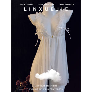 Elegant Red Mesh See-through Sleep Dress Womens Large Size Strap V-neck Nightgown Sensual Atmosphere Home Clothes