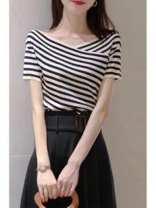 Striped V-neck Slimming Womens Knitwear