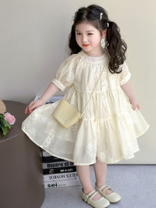Fashionable Princess Dress for Little Girls Summer New Style Kids Clothing Short Sleeve mid Length a Line Skirt Machine Washable