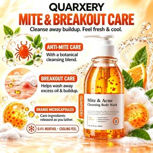 Quarxery Mite & Acne Cleansing Body Wash 250ml Deep Clean Antibacteria Whitening Oil-control Shower Gel Body Cleanser For Sensitive Skin