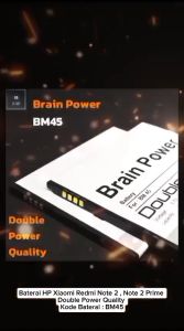 Baterai HP Xiaomi Redmi Note 2 BM45 Batrai Xiomi BM 45 Double Power Brain Power Ori Original Batre