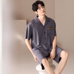 Miiow | Catman Summer Mens Sleepwear 2025 New Soft Breathable Short Sleeve Open Cardigan Casual High-End Feeling Home Clothes