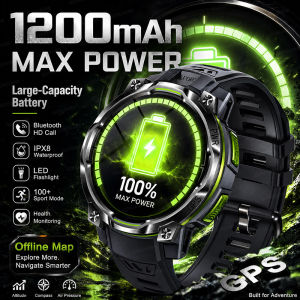 GUHUAVMI | Đồng Hồ Thông Minh GPS 2026 Mới Dành Cho Nam Chống Nước IPX8 Pin 1200mAh Tích Hợp AI Chat-GPT Máy Đo Độ Cao Đèn Pin Gọi Bluetooth Đồng Hồ Thể Thao Tương Thích Android & iOS