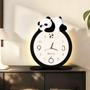 HAIMASHENGKANG | Panda Style Living Room Decorative Painting Modern Minimalist Creative Glow Desk Clock