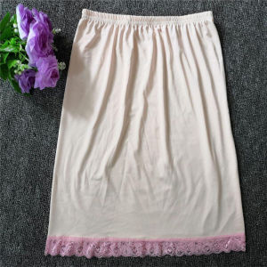 Womens Skirt Elastic Waist Half Slip Petticoat Skirts Underskirt Lady Crinoline Milk Silk White Lace Commuter Office Skirt