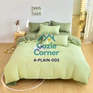 Cozy 4-in-1 Bedding Set – Plain Solid Colors – Flat Bed Sheet Comforter Cover & Pillowcases