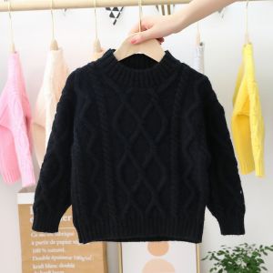 round Neck Sweater Boys and Girls Pullover Thickened Autumn and Winter Children Loose Plait Cardigan Child Base Knitwear