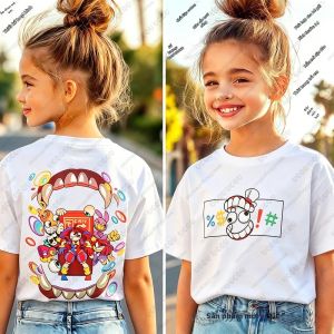 hot toys | Người Lớn & Trẻ Em Ma Thuật Kỹ Thuật Số Xiếc Họa Tiết Áo Thun Cotton Cổ Tròn Tay Ngắn Cosplay Hàng Đầu Cho Bé Trai & Bé Gái Dễ Thương Mùa Hè Tee