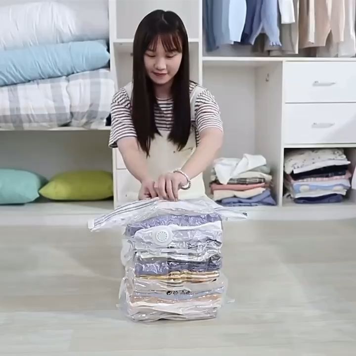 TAILI Vacuum Bag Compression Bag No Need Pump Reusable Travel Clothes Storage Bag Space Saving Seal Bags