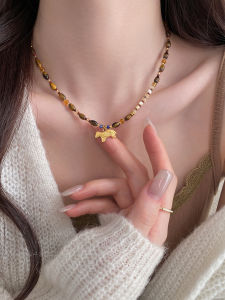 Handmade Natural Stone Beaded Necklace Vintage Luxury Versatile High End Fashionable Clavicle Chain Jewelry for Women