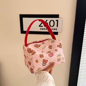 Takara Tomy | Anime Rilakkuma Cosmetic Bag kawaii Large Capacity Portable Outing Storage Bag Toiletry Bag Female Clutch Bag Birthday Gifts