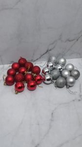 Bola Mini Plastik Gantungan Hiasan Pohon Natal Polos Glitter Ornamen Dekorasi - 12 PCS - Tahan Lama dan Mudah Dipadukan dengan Dekorasi Lainnya