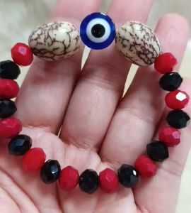 Black and Red Crystal Bracelet Pambata with Sinukuan Evil Eye Protection Anti Usog Balis Laman Lupa at Masamang Elemento