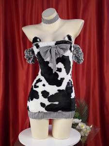 Cartoon Cow Series Bodysuit Underwear Maid Unifrom Costume Kawaii Girls Bikini Swimsuit Set Outfit Cow Series Swimsuit Bikini