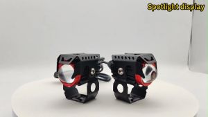 2pcs motorcycle spotlights LED lights high and low light white and yellow+DRL RED