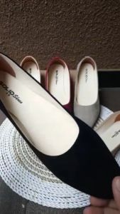 Sepatu Flat Shoes Wanita Polos – Flatshoes Wanita Formal Hitam Suede Balet Slip On Murah