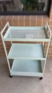 IKEA NISSAFORS รถเข็น ขาว ดำ เขียว 50.5x30x83 ซม.ชั้นล้อเลื่อน ชั้นมีล้อ