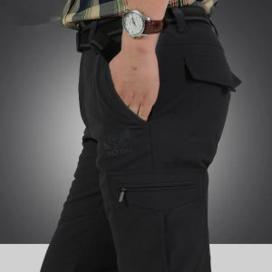 Mens Winter Fleece Tactical Pants Warm Cargo Pant Hunting SoftShell Work Trousers Shark Skin Thick Warm Waterproof Pants M-4XL