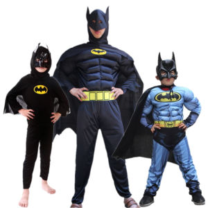 Halloween Childrens Costume Boys Batman Suit Muscle Batman Cloak Cosplay Costume Costumes