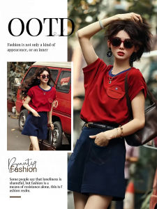 Áo Thun Nữ Cổ Tròn Tay Ngắn Dáng Rộng Mùa Hè 2025 Phong Cách Mới Hong Kong Cổ Điển Cổ Điển Tay Ngắn Thường Ngày