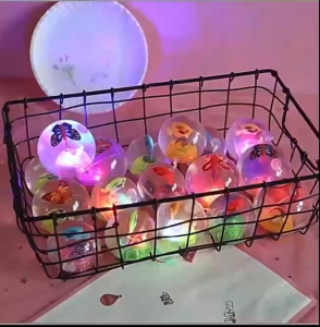 Flashing Crystal Ball Toy - LED Light-Up Elastic Bouncing Ball with Rope Jumping Ball Gift for Kids