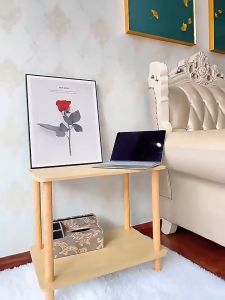 Finelife Simple living room sofa side table living room side cabinet bedroom bedside table two-tier shelf
