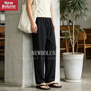 NEW BOLUNE | Flax Linen Thin Summer Casual Loose Straight Pants