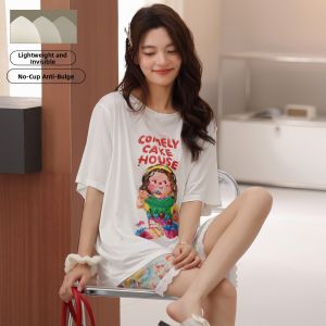 Padded Womens Sleepwear Set Cotton Lightweight