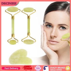 Con Lăn Ngọc Bích Màu Vàng Chính Hãng 100% Con Lăn Mát Xa Mặt Hai Đầu Bảng Guasha Dụng Cụ Làm Đẹp Đá Ngọc Bích Tự Nhiên Nâng Mặt Lưng Cằm Cổ Mỏng Có Hộp